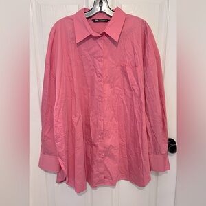 ZARA Women’s Pink Long Sleeve Button Down Shirt Plus Size XXL